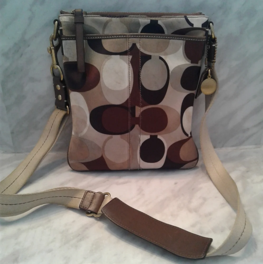 Coach 40659 Multicolor Scarf Print Tote Crossbody Bag Purse satin - Picture 4 of 9